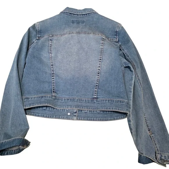 PLATINUM CHICOS Womens light washDenim Jacket Rhinestones Size 1 (8)/(M) - Picture 4 of 11